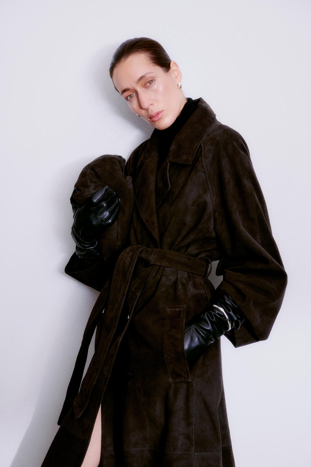 Noomi Suede trenchcoat - Chocolate Plum